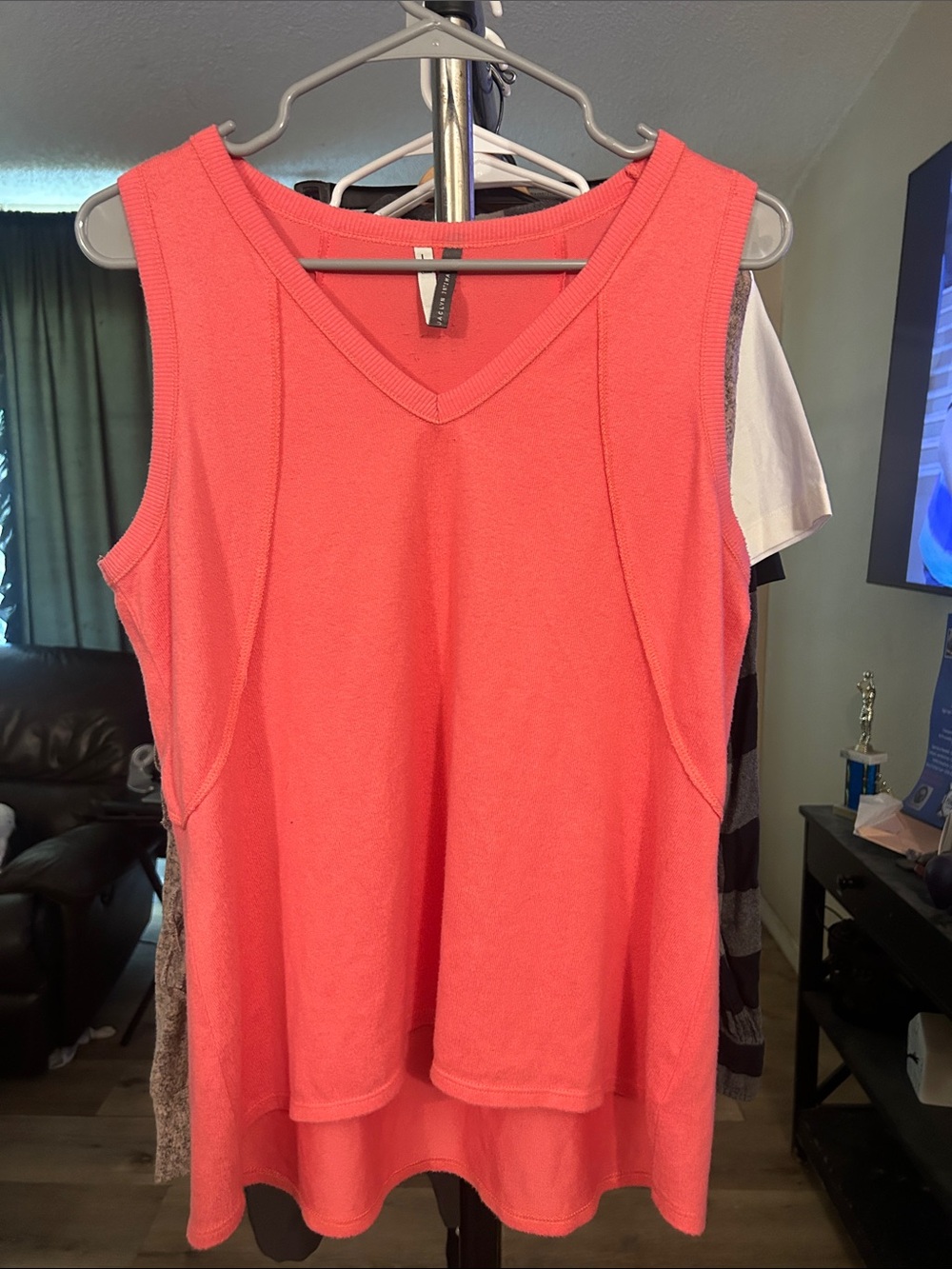 Sleeveless V-Neck Coral Knit Top
